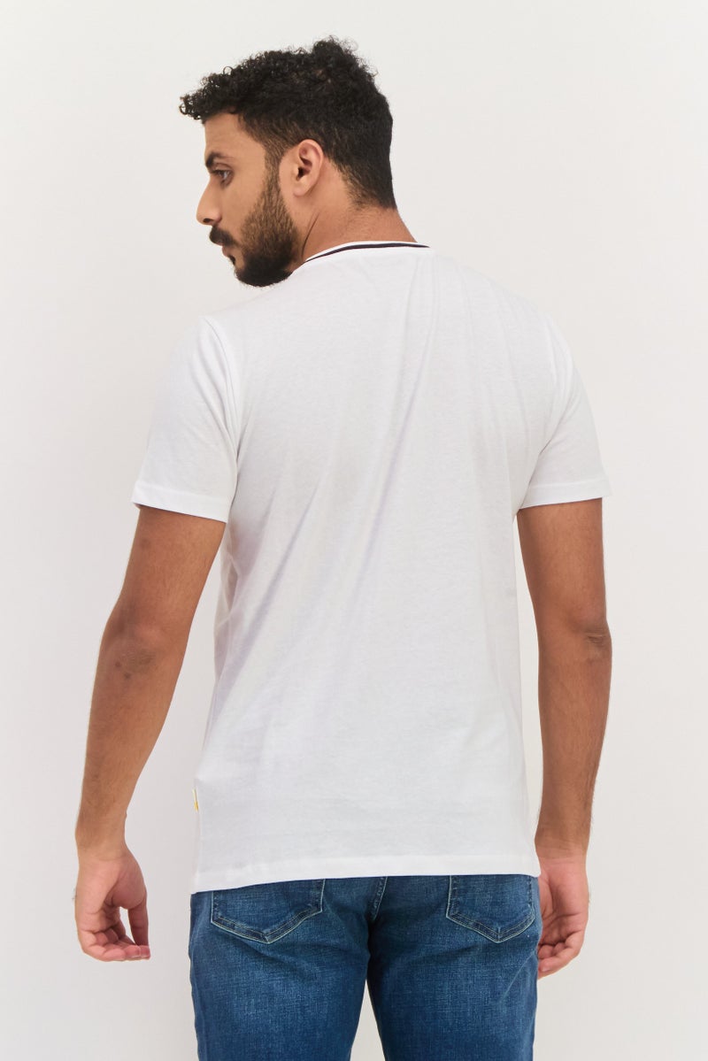 Gazzarrini تي شيرت رجالي بأكمام قصيرة وياقة دائرية، مطبوع برسومات، أبيض - Image 4